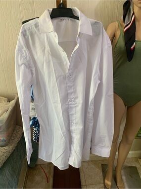 men's Classic White Button-Up Shirt - White